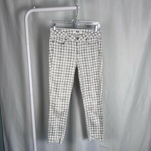 Paige Womens Verdugo Ankle Skinny Leg Slim Jeans Size 28x25 Gray White Plaid